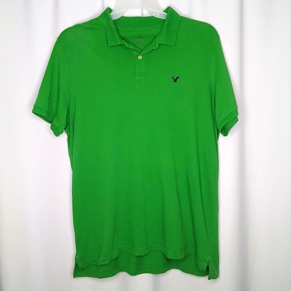 American Eagle AE Polo Golf Shirt Short Sleeve Classic Fit Cotton Green Mens XL